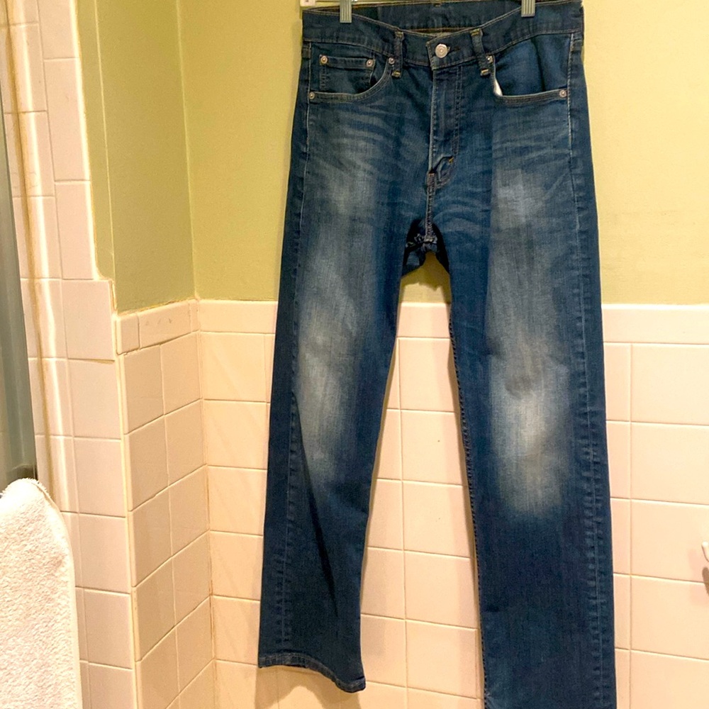 💙Levis Strauss 505 Mens Straight Jeans 32X30 Blue Denim stone wash